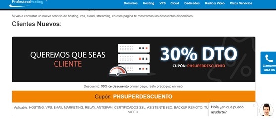 Aprovecha el Codigo promocional Profesional Hosting